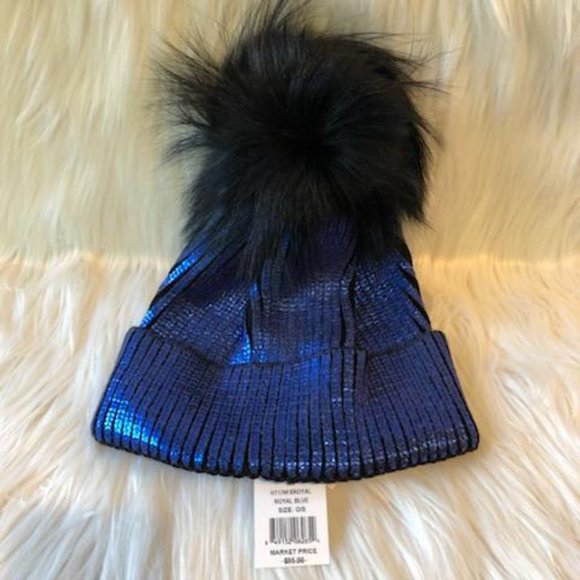Adrienne Landau Metallic Wool/Fox Fur PomPom Hat main image 9